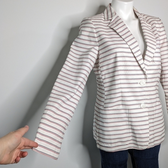 Tommy Hilfiger red white blue striped button up jacket 10 - Picture 8 of 14